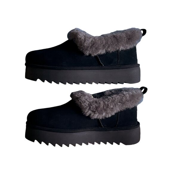 UGG Nita Genuine Shearling Platform Slippers Black Charcoal — Size 8 — NIB - Picture 4 of 13